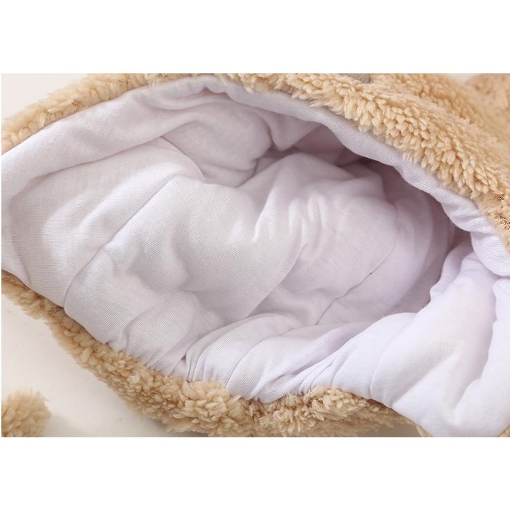 帽子 ボンネット ベビー あご紐 もこもこ ふわふわ あったか くま 耳付き 冬 36-46cm 防寒 0歳 1歳 赤ちゃん ぼうし かわいい おしゃ | plusnao | 08