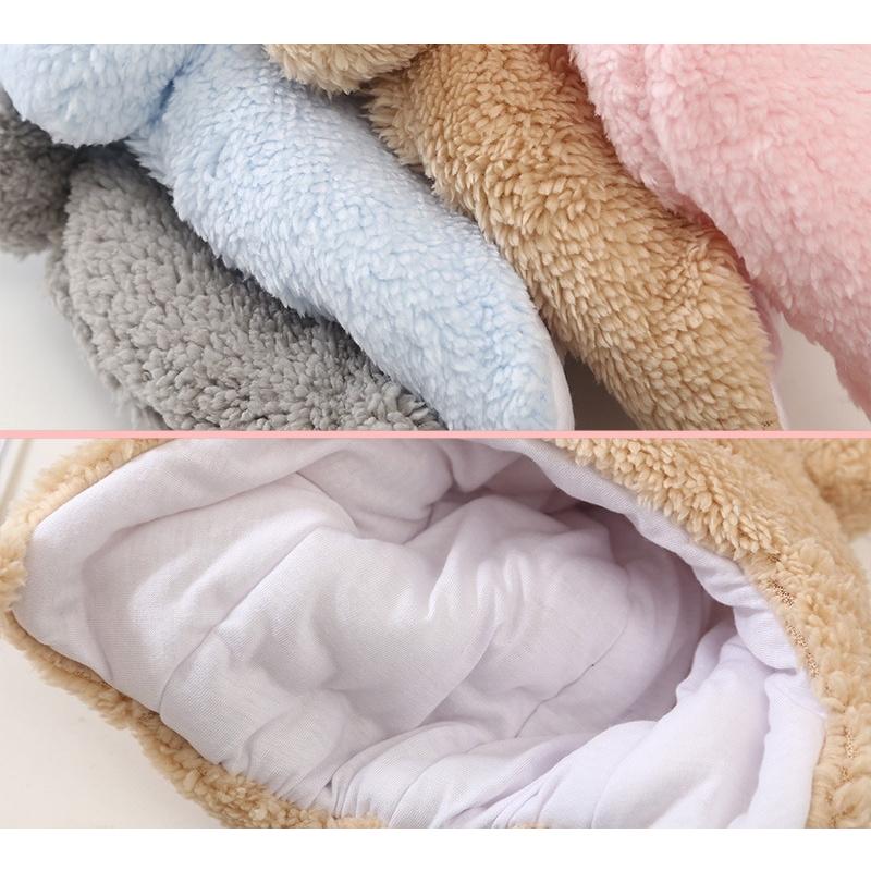 帽子 ボンネット ベビー あご紐 もこもこ ふわふわ あったか くま 耳付き 冬 36-46cm 防寒 0歳 1歳 赤ちゃん ぼうし かわいい おしゃ | plusnao | 09