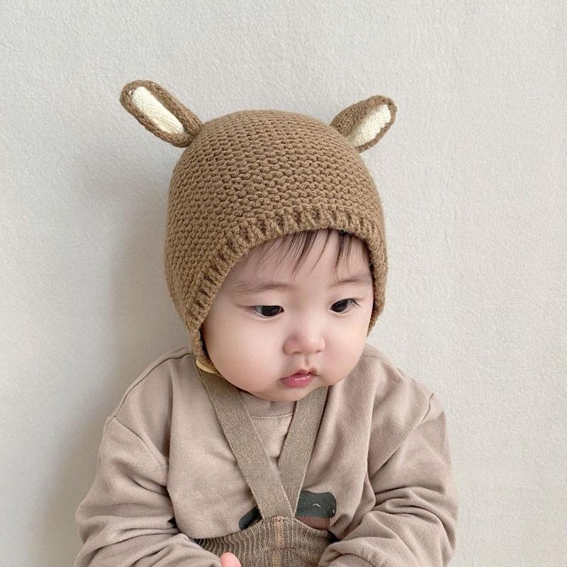 ニット帽 ニットキャップ ベビー 赤ちゃん 幼児 耳付き 子供 こども 女の子 男の子 新生児 3か月 1歳 2歳 耳付き帽子 耳当て かわいい おし | plusnao | 02