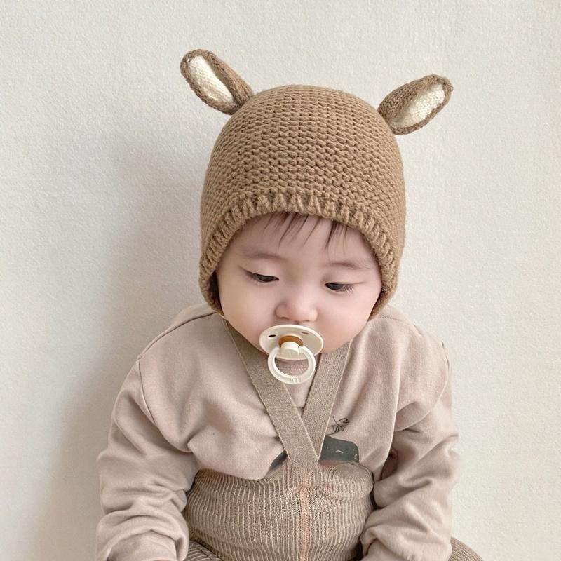 ニット帽 ニットキャップ ベビー 赤ちゃん 幼児 耳付き 子供 こども 女の子 男の子 新生児 3か月 1歳 2歳 耳付き帽子 耳当て かわいい おし | plusnao | 03