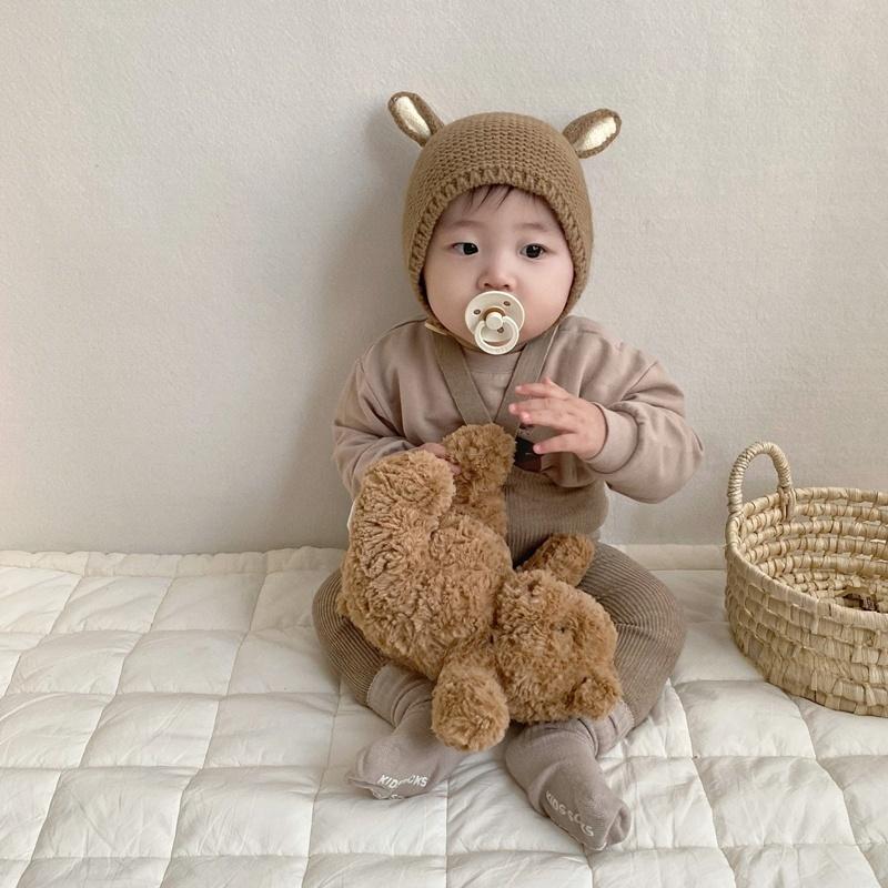 ニット帽 ニットキャップ ベビー 赤ちゃん 幼児 耳付き 子供 こども 女の子 男の子 新生児 3か月 1歳 2歳 耳付き帽子 耳当て かわいい おし | plusnao | 04