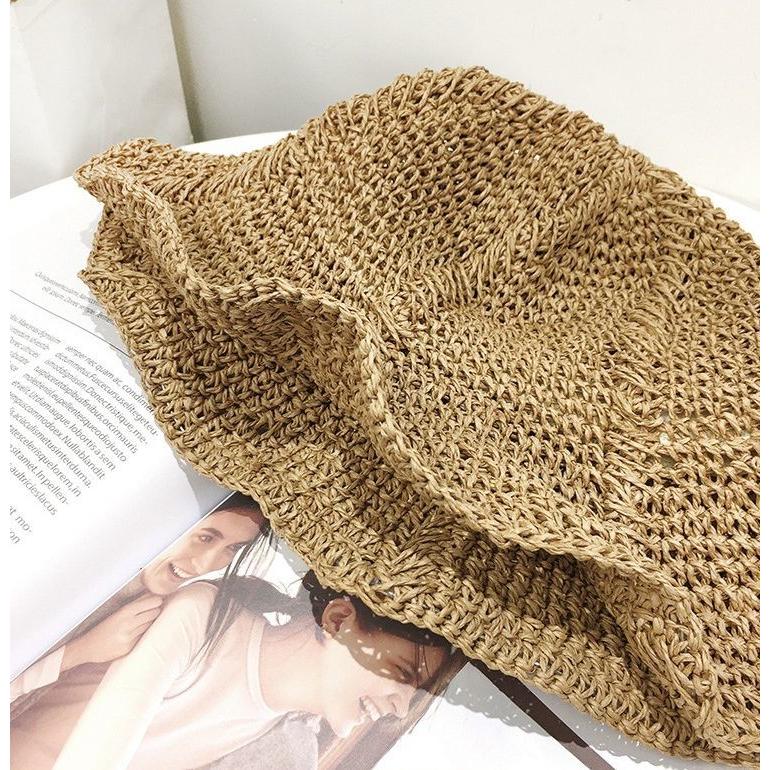 麦わら帽子 ストローハット つば広 レディース 女性用 ぼうし 折りたたみ 日除け 紫外線対策 UV対策 婦人用 折り畳み シンプル 可愛い おしゃれ | plusnao | 14