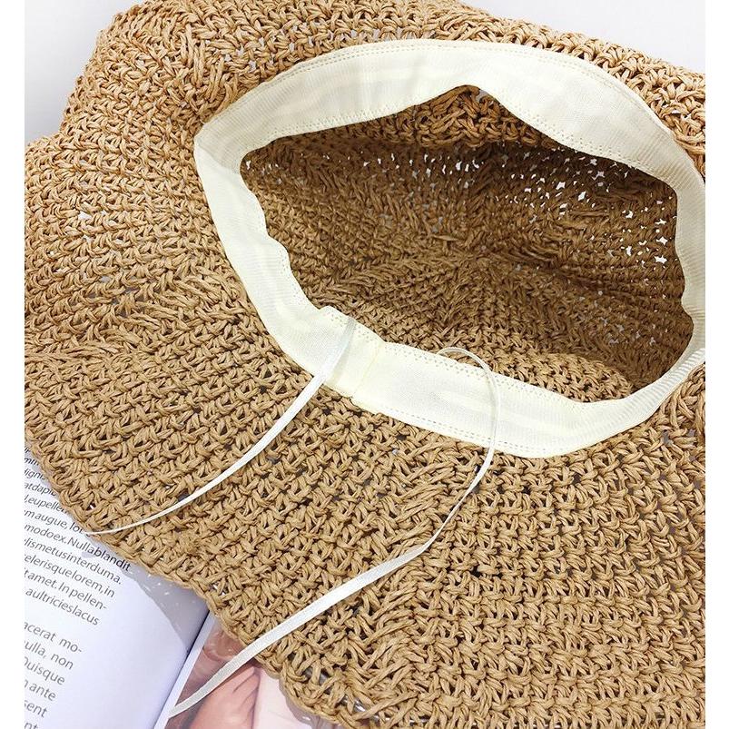 麦わら帽子 ストローハット つば広 レディース 女性用 ぼうし 折りたたみ 日除け 紫外線対策 UV対策 婦人用 折り畳み シンプル 可愛い おしゃれ | plusnao | 15