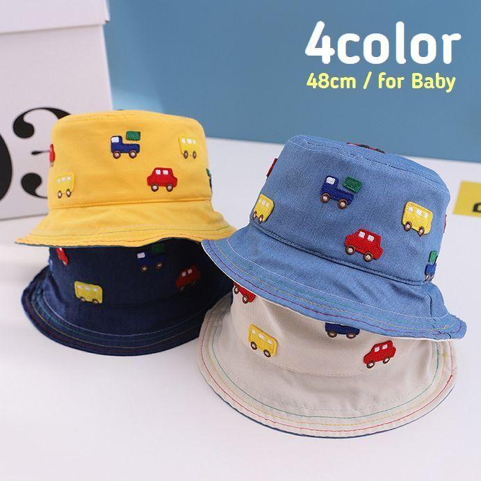 バケットハット ベビー 帽子 男の子 女の子 クルマ柄 車 あご紐 ゴム 日よけ 可愛い カジュアル お出かけ 外出 紫外線対策 熱中症対策 男児 女 買収