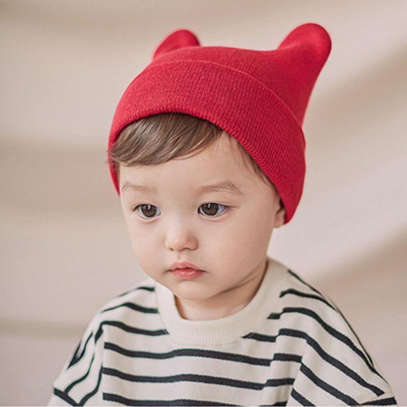 ニット帽 ニットキャップ 子供 ベビー 男の子 女の子 帽子 ボウシ ファッション小物 無地 単色 耳付き クマ シンプル かわいい おしゃれ カジュ | plusnao | 01