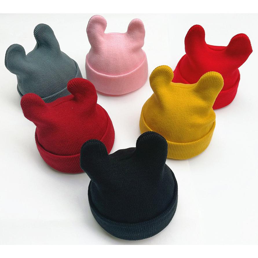 ニット帽 ニットキャップ 子供 ベビー 男の子 女の子 帽子 ボウシ ファッション小物 無地 単色 耳付き クマ シンプル かわいい おしゃれ カジュ | plusnao | 06