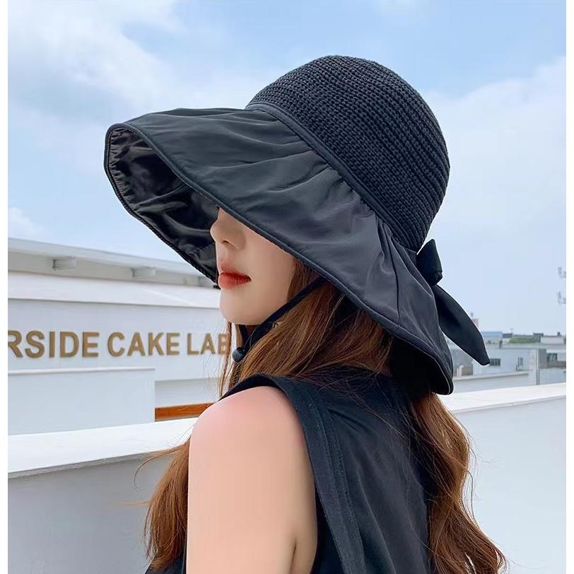 女優帽 帽子 麦わら帽子 つば広 レディース 女性 ぼうし ストローハット ハット リボン 紫外線対策 UV対策 日よけ 日焼け防止 あご紐付き やわ | ブランド登録なし | 03