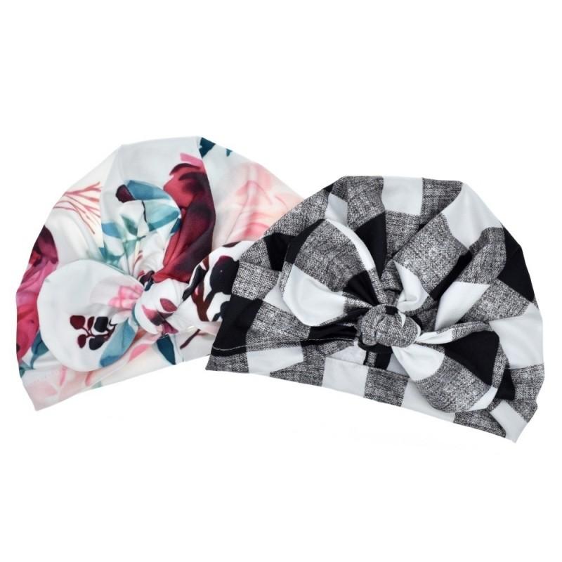 ベビーターバン ターバン ベビー用 子供 ベビー帽子 ヘアバンド キャップ 男の子 女の子 花柄 チェック ストライプ ギフト | plusnao | 01