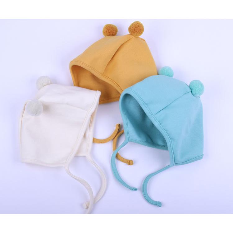 帽子 ベビー キッズ 赤ちゃん 子供用 女の子 男の子 ぼうし あご紐付き ポンポン ぽんぽん 裏起毛 無地 オフホワイト ピンク シンプル 防寒 暖 | plusnao | 04