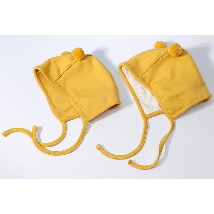 帽子 ベビー キッズ 赤ちゃん 子供用 女の子 男の子 ぼうし あご紐付き ポンポン ぽんぽん 裏起毛 無地 オフホワイト ピンク シンプル 防寒 暖 | plusnao | 07