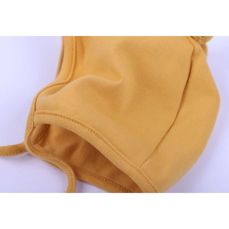 帽子 ベビー キッズ 赤ちゃん 子供用 女の子 男の子 ぼうし あご紐付き ポンポン ぽんぽん 裏起毛 無地 オフホワイト ピンク シンプル 防寒 暖 | plusnao | 09