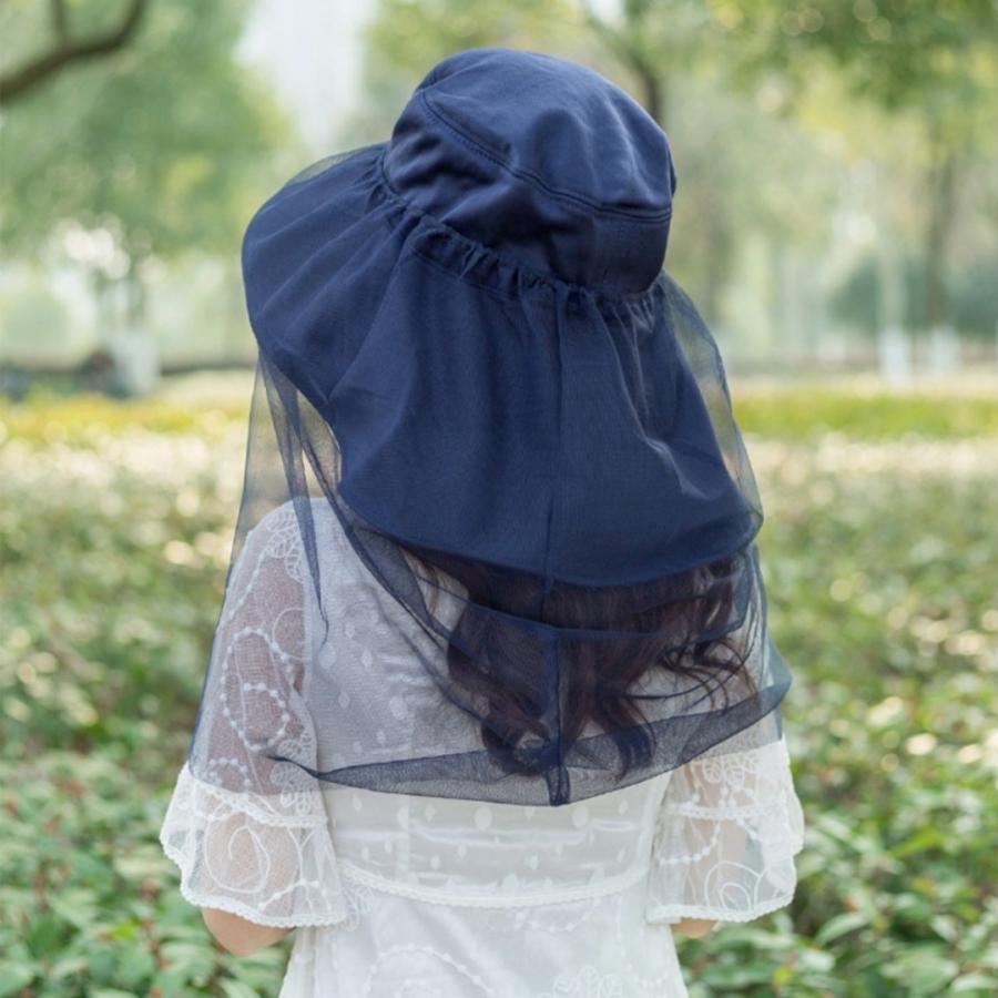 帽子 虫よけ ネット ハット ツバ広 女優帽 ハットストラップ付き 紐付き レディース 女性 蚊よけ 虫除け ストラップ ぼうし 日焼け防止 紫外線対 | ブランド登録なし | 02