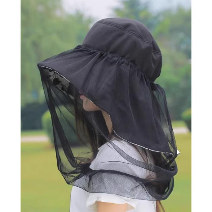 帽子 虫よけ ネット ハット ツバ広 女優帽 ハットストラップ付き 紐付き レディース 女性 蚊よけ 虫除け ストラップ ぼうし 日焼け防止 紫外線対 | ブランド登録なし | 05
