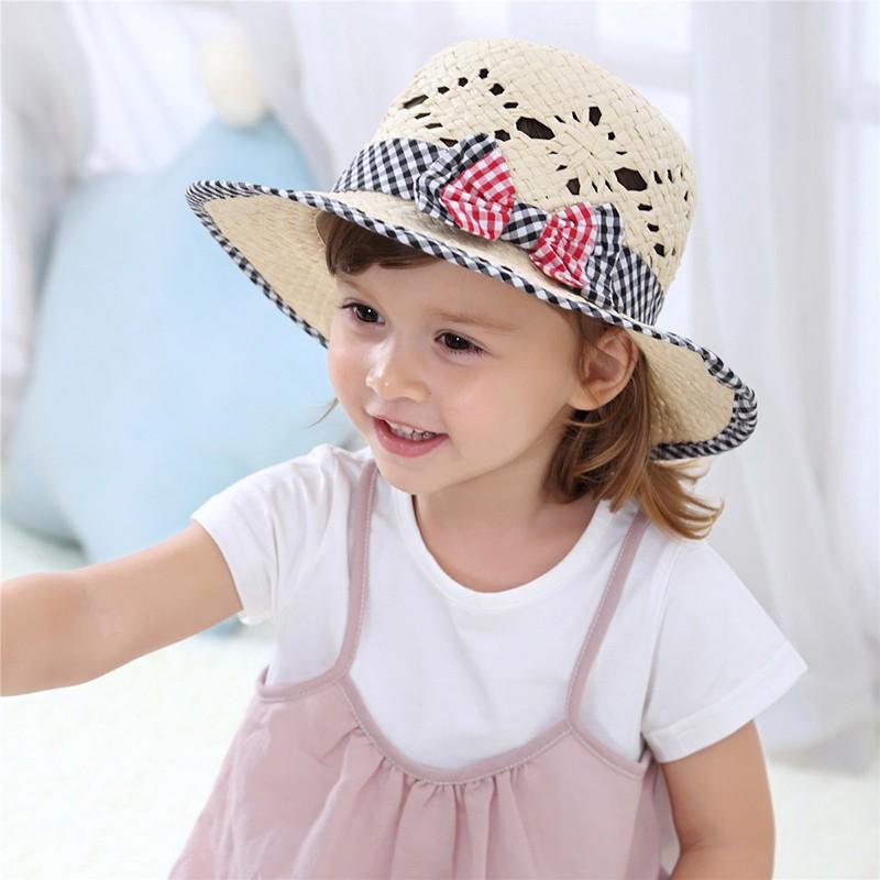 麦わら帽子 帽子 ハット 子供用 女の子 キッズ ガールズ ファッション小物 ファッションアイテム チェック リボン 49cm 51cm 53cm お プラスナオ Paypayモール店 通販 Paypayモール