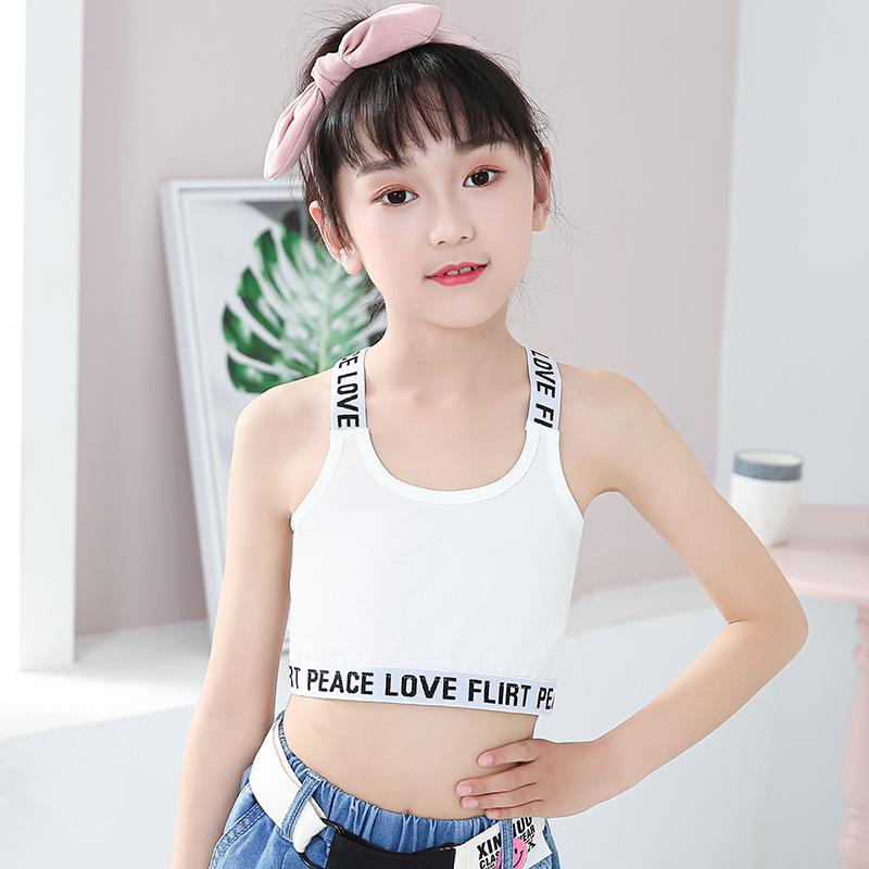 ジュニアブラ スポーツブラ 子供用 キッズ 下着 ブラジャー 無地 英字 ロゴ バッククロス シンプル かっこいい 小学生 中学生 ハーフトップ イン|plusnao|02