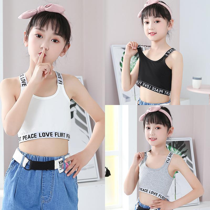 ジュニアブラ スポーツブラ 子供用 キッズ 下着 ブラジャー 無地 英字 ロゴ バッククロス シンプル かっこいい 小学生 中学生 ハーフトップ イン|plusnao|08