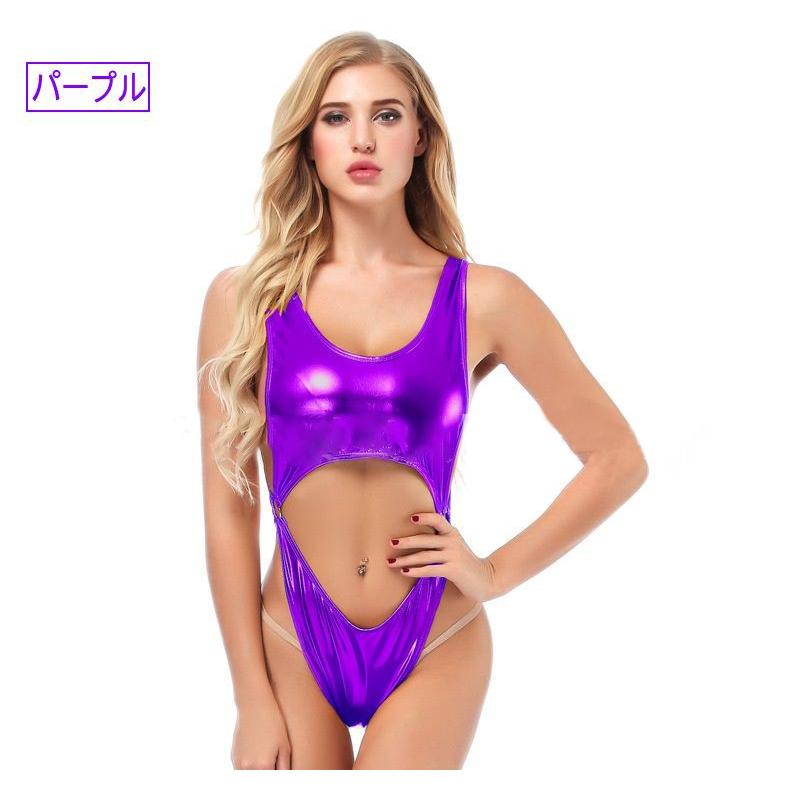 セクシーランジェリー レオタード レディース 光沢 ハイレグ 背中ざっくり SEXY 女性下着 コスチューム 水着 大人 | plusnao | 03