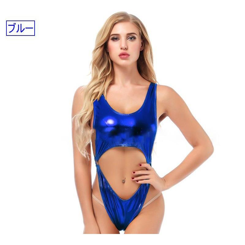セクシーランジェリー レオタード レディース 光沢 ハイレグ 背中ざっくり SEXY 女性下着 コスチューム 水着 大人 | plusnao | 04