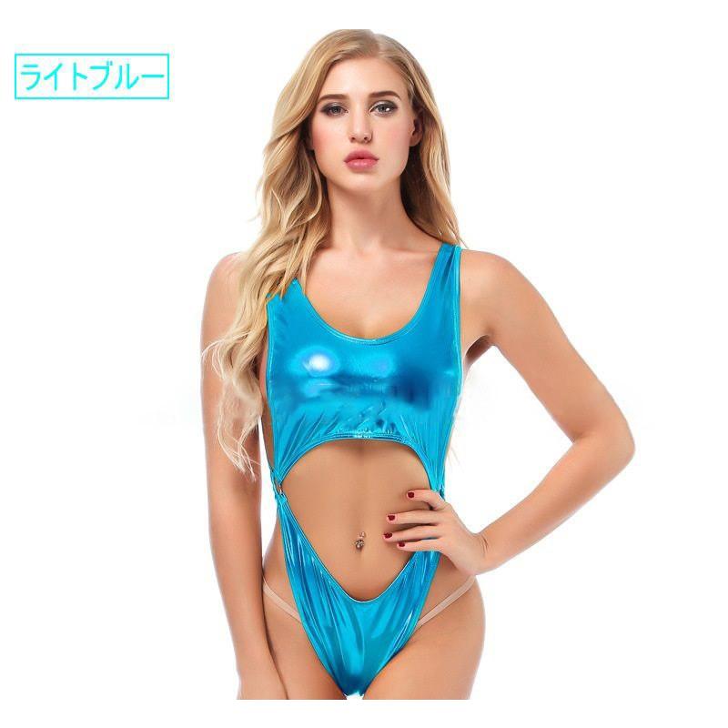 セクシーランジェリー レオタード レディース 光沢 ハイレグ 背中ざっくり SEXY 女性下着 コスチューム 水着 大人 | plusnao | 05