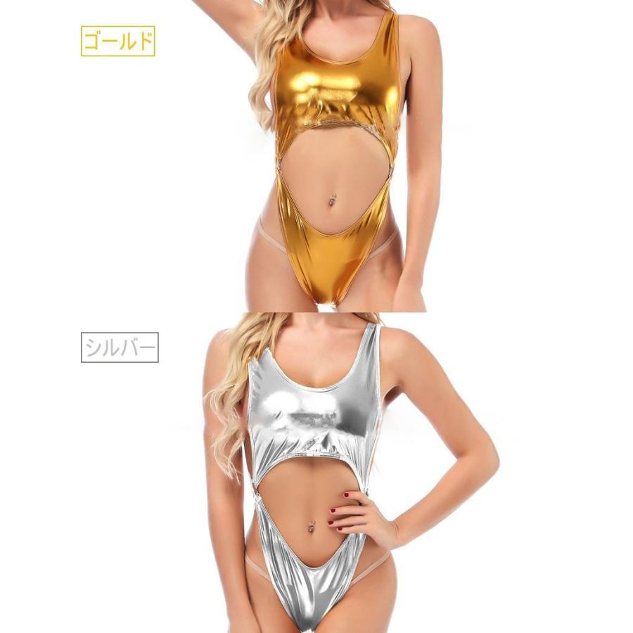セクシーランジェリー レオタード レディース 光沢 ハイレグ 背中ざっくり SEXY 女性下着 コスチューム 水着 大人 | plusnao | 07