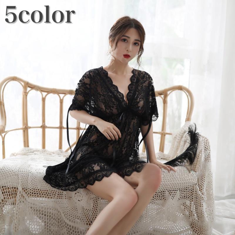 セクシーランジェリー ネグリジェ ベビードール レディース 女性用 インナー 下着 半袖 Vネック レース 透け感 シースルー リボン セクシー ルー Inn プラスナオyahoo 店 通販 Yahoo ショッピング