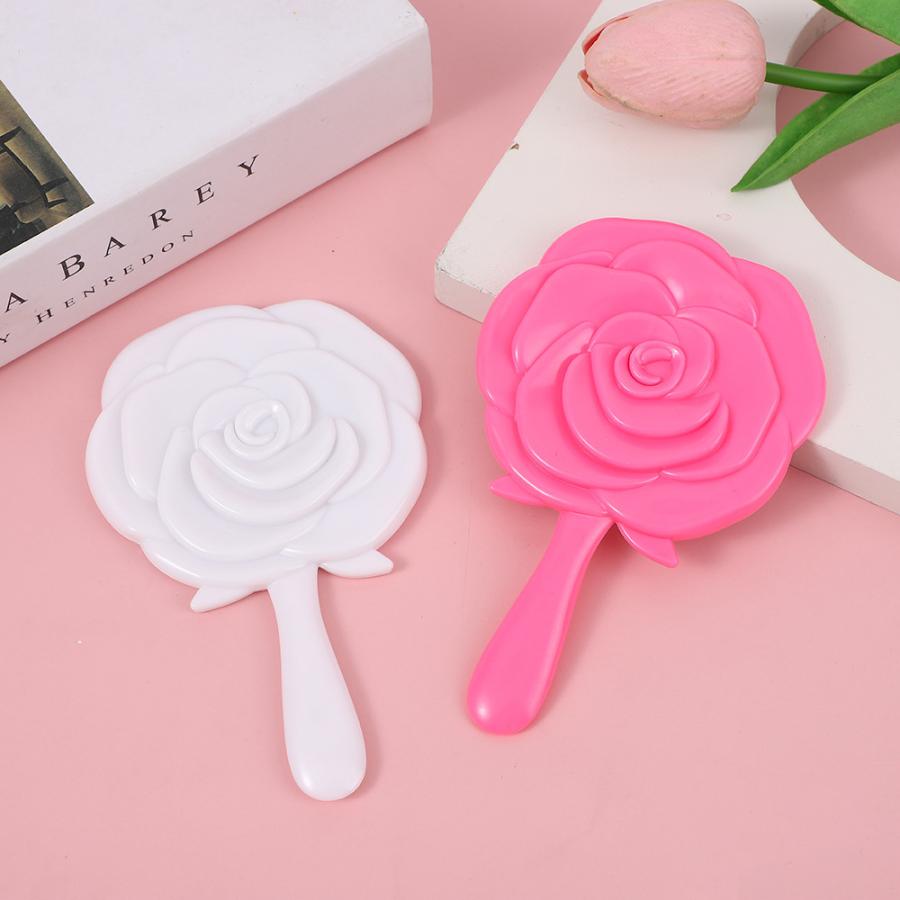 手鏡 ハンドミラー 手持ち コンパクト フラワー型 薔薇 バラ おしゃれ
