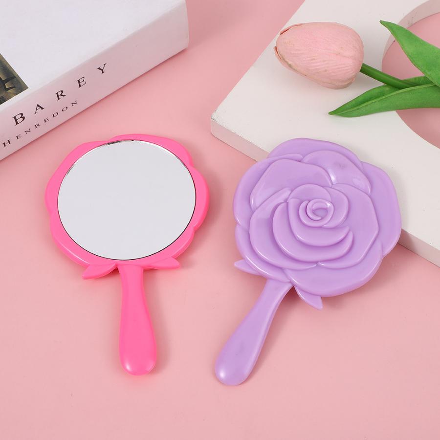 手鏡 ハンドミラー 手持ち コンパクト フラワー型 薔薇 バラ おしゃれ