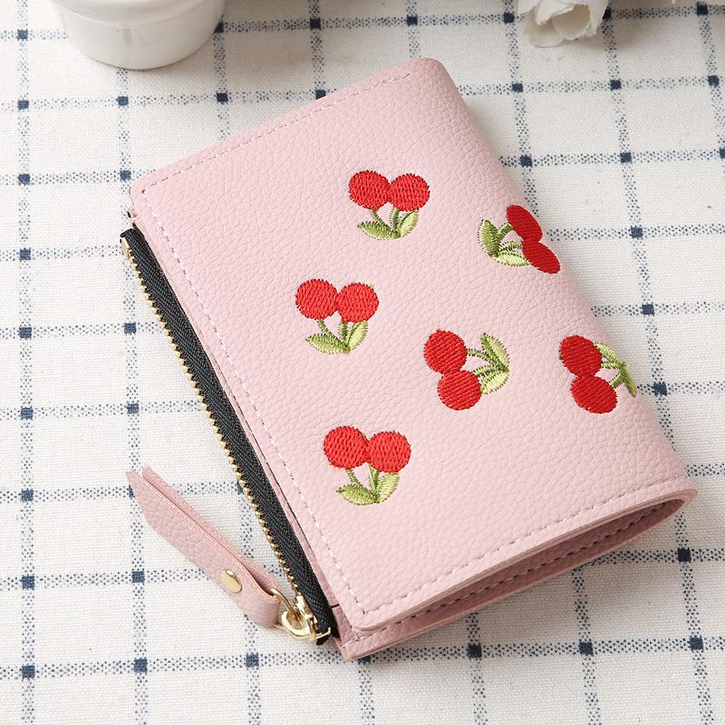 日本限定さくらんぼモチーフのピンクレザー二つ折り財布 plusnao（プラスナオ） 二つ折り財布 レディース 財布 カードケース