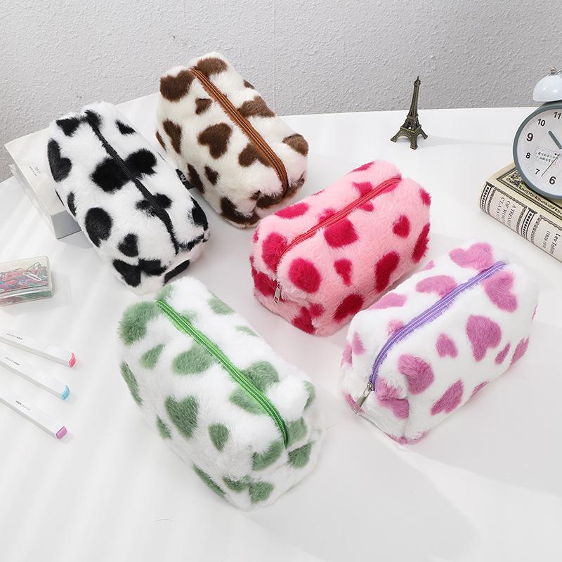 ペンケース 筆箱 文房具入れ ペン入れ レディース 女性 女子 ファスナー ポーチ 小物入れ もこもこ ヒョウ柄 カジュアル かわいい お洒落 | plusnao | 04