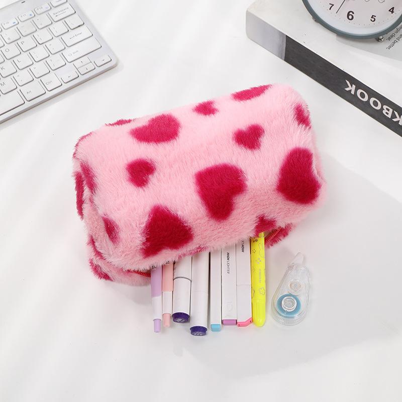 ペンケース 筆箱 文房具入れ ペン入れ レディース 女性 女子 ファスナー ポーチ 小物入れ もこもこ ヒョウ柄 カジュアル かわいい お洒落 | plusnao | 07