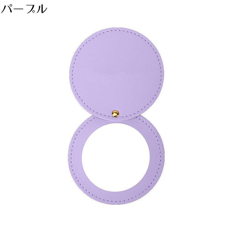 コンパクトミラー ハンドミラー 手鏡 PUレザー 360度スライド式 円形