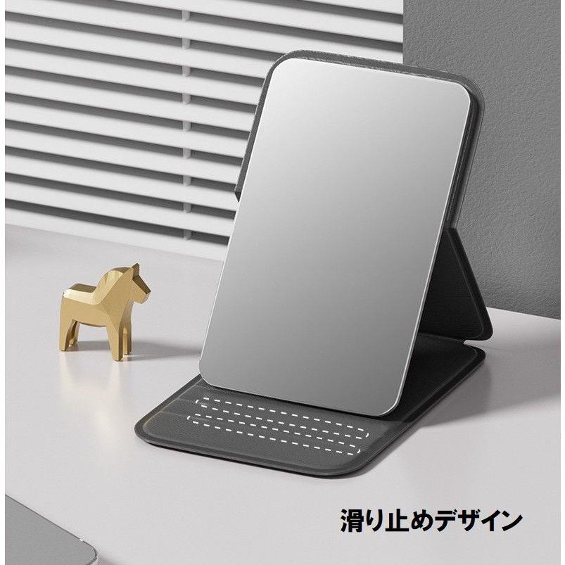 コンパクトミラー 手鏡 ハンドミラー レザー調 折りたたみ式 開閉式