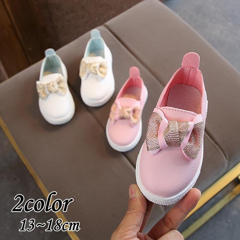 スリッポン フラットシューズ ぺたんこ リボン 子供用 キッズ 靴 くつ フェイクレザー 可愛い かわいい ガーリー 女の子 女児 こども用 子ども用 プラスナオ Paypayモール店 通販 Paypayモール