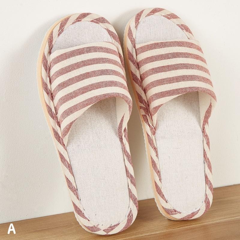 しましまのスリッパ plusnao スリッパ 前開き オープントゥ サンダル ルームシューズ