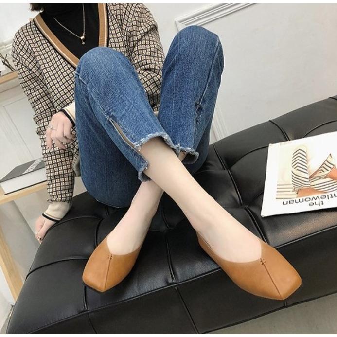 パンプス フラットパンプス ぺたんこ 靴 Vカット スクエアトゥ レディース PUレザー 無地 合皮 シューズ おしゃれ かわいい きれいめ 上品 カ | ブランド登録なし | 01