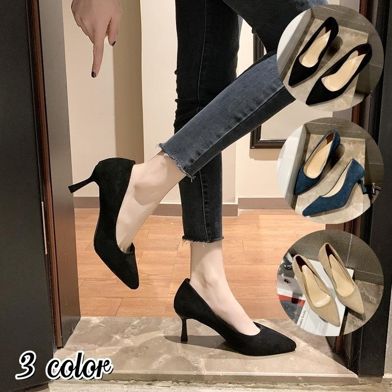 パンプス ポインテッドトゥ ピンヒール ローヒール レディース 女性用 