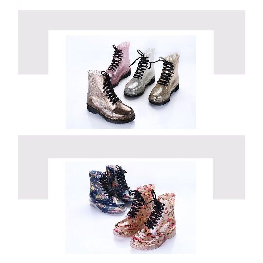 plusnao レインブーツ アンクルブーツ 長靴 レースアップ ショート丈  