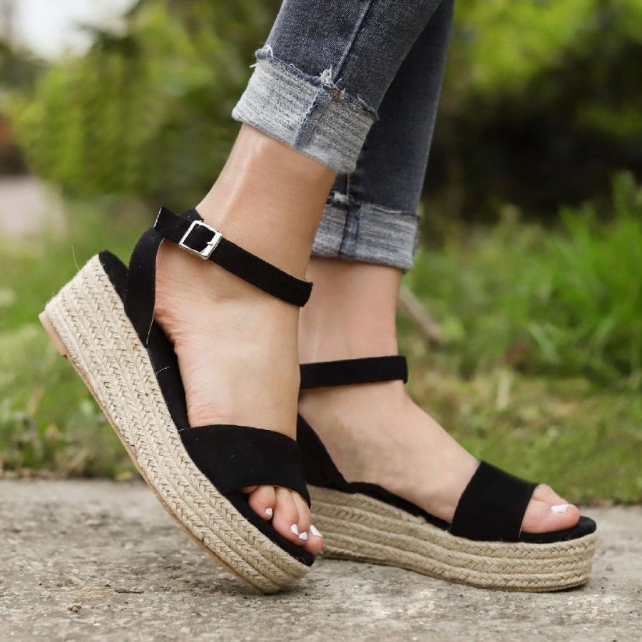 plusnao（プラスナオ） 厚底サンダル アンクルストラップ ウェッジ