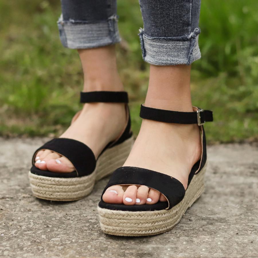 plusnao（プラスナオ） 厚底サンダル アンクルストラップ ウェッジ