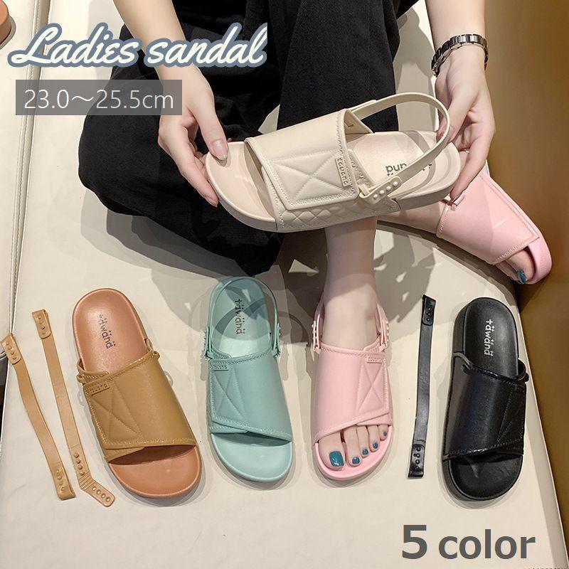 コンフォートサンダル オフィスサンダル レディース 女性用 バックストラップ キルティング ローヒール 室内 室外 おしゃれ ナースサンダル