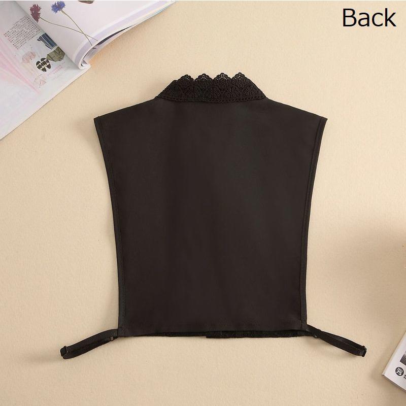 つけ襟 付け襟 レディース ブラウス シャツ フェイクカラー レイヤード 重ね着 花柄レース シフォン スタンドカラー アジャスター付き ボタン フェ | plusnao | 11