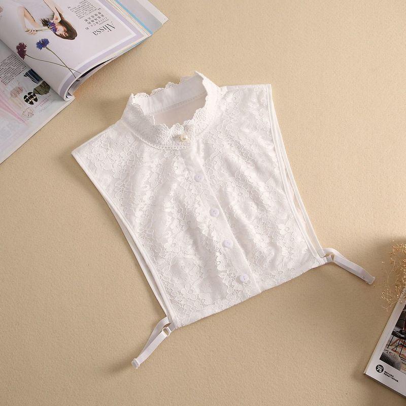 つけ襟 付け襟 レディース ブラウス シャツ フェイクカラー レイヤード 重ね着 花柄レース シフォン スタンドカラー アジャスター付き ボタン フェ | plusnao | 13