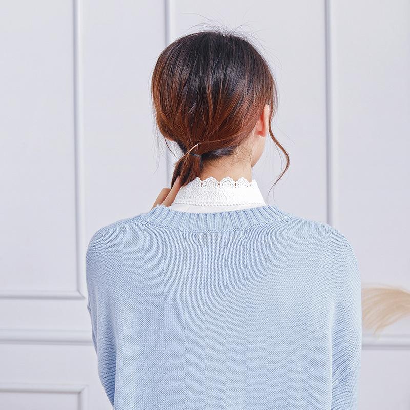 つけ襟 付け襟 レディース ブラウス シャツ フェイクカラー レイヤード 重ね着 花柄レース シフォン スタンドカラー アジャスター付き ボタン フェ | plusnao | 07