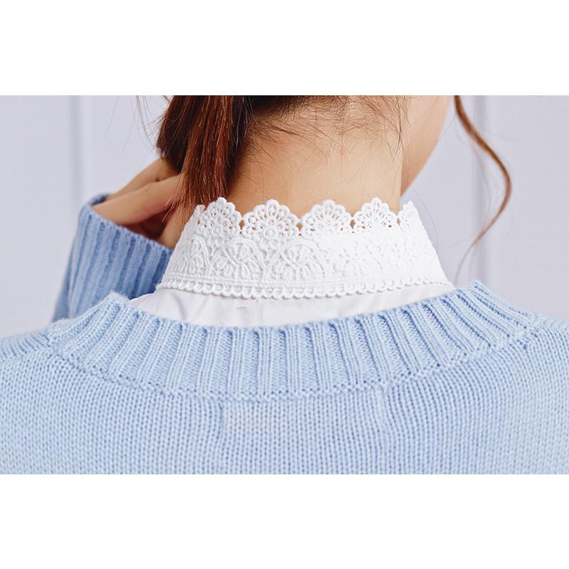 つけ襟 付け襟 レディース ブラウス シャツ フェイクカラー レイヤード 重ね着 花柄レース シフォン スタンドカラー アジャスター付き ボタン フェ | plusnao | 08