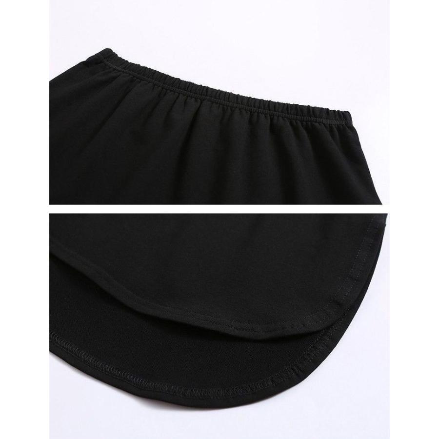 付け裾 つけ裾 レディース フェイクレイヤード 重ね着風 カットソー風 ロングテール ウエストゴム 体型カバー 大きいサイズあり 無地 ソリッドカラー | plusnao | 13