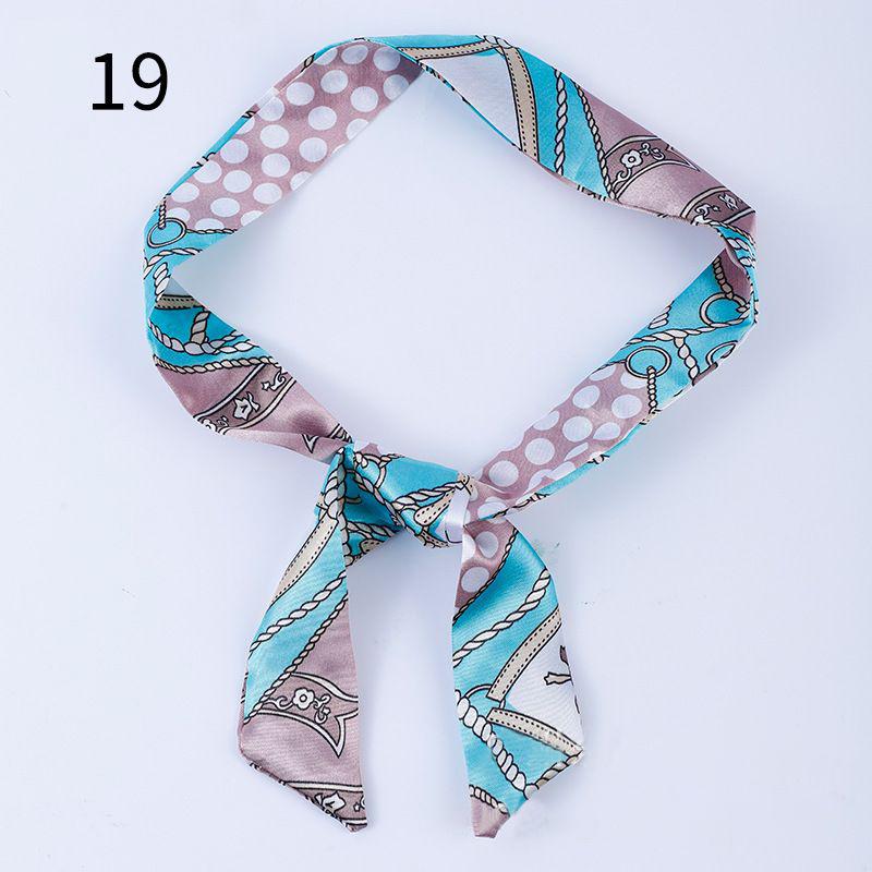 リボンスカーフ バッグスカーフ 90cm スカーフ 細スカーフ レディース シルク調 細め ロング 細長 長方形 柄物 首飾り 髪飾り ヘアアレンジ | plusnao | 36