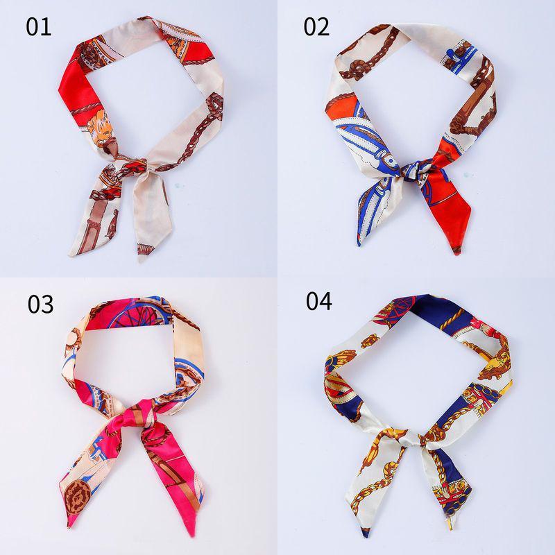 リボンスカーフ バッグスカーフ 90cm スカーフ 細スカーフ レディース シルク調 細め ロング 細長 長方形 柄物 首飾り 髪飾り ヘアアレンジ | plusnao | 21