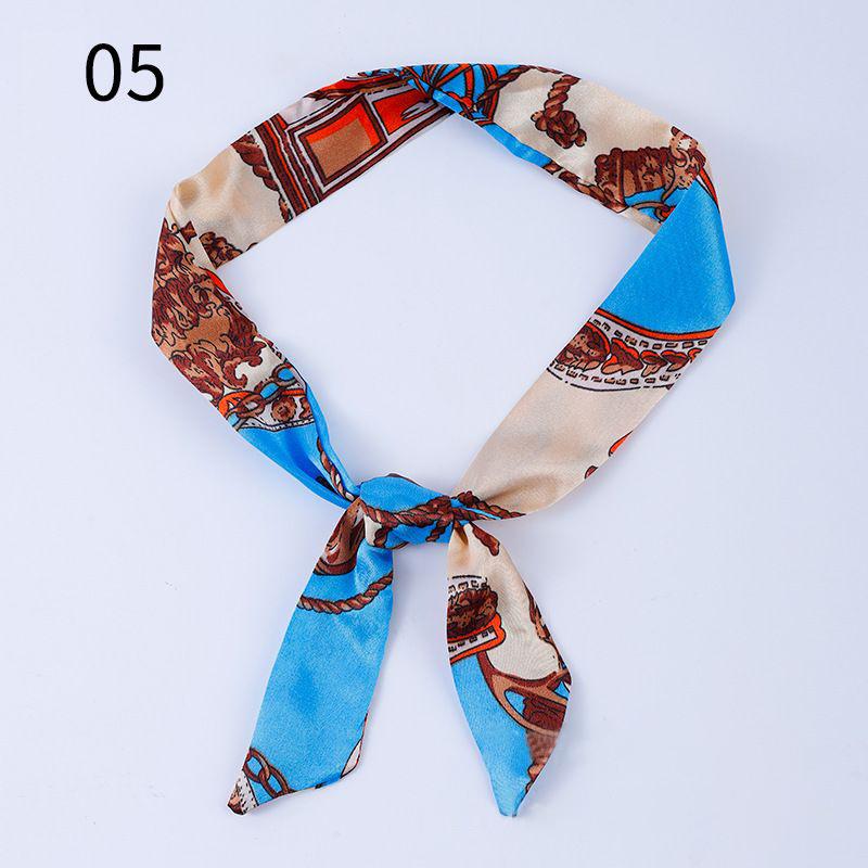 リボンスカーフ バッグスカーフ 90cm スカーフ 細スカーフ レディース シルク調 細め ロング 細長 長方形 柄物 首飾り 髪飾り ヘアアレンジ | plusnao | 22