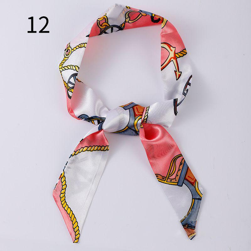 リボンスカーフ バッグスカーフ 90cm スカーフ 細スカーフ レディース シルク調 細め ロング 細長 長方形 柄物 首飾り 髪飾り ヘアアレンジ | plusnao | 29