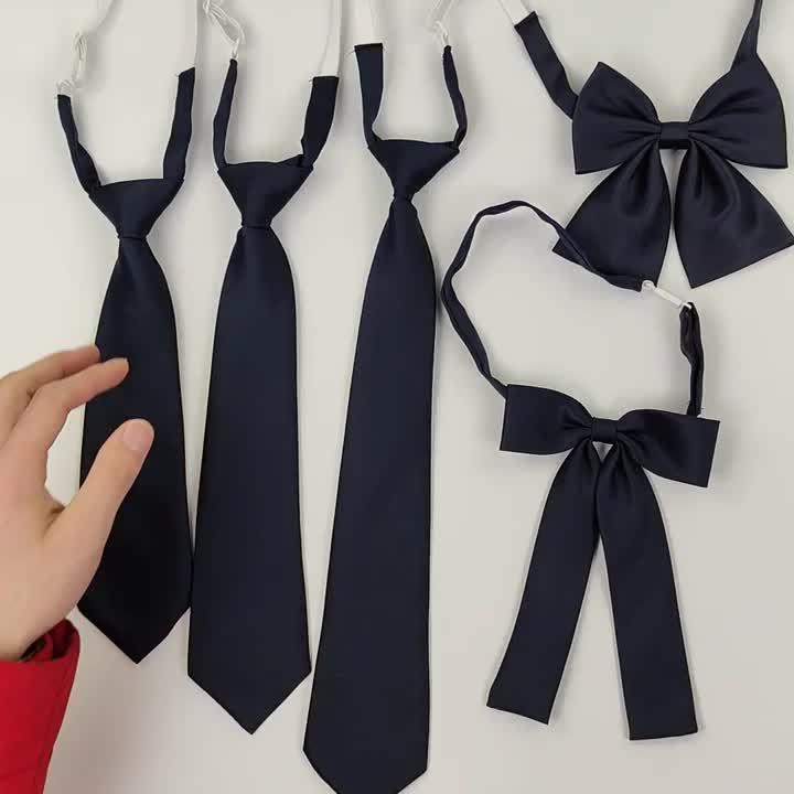 ネクタイ 蝶ネクタイ リボンタイ レディース 女性 ジュニア 女の子 ファッション雑貨 制服風 学生風 28cm 33cm 38cm 無地 ネイビー | plusnao | 02